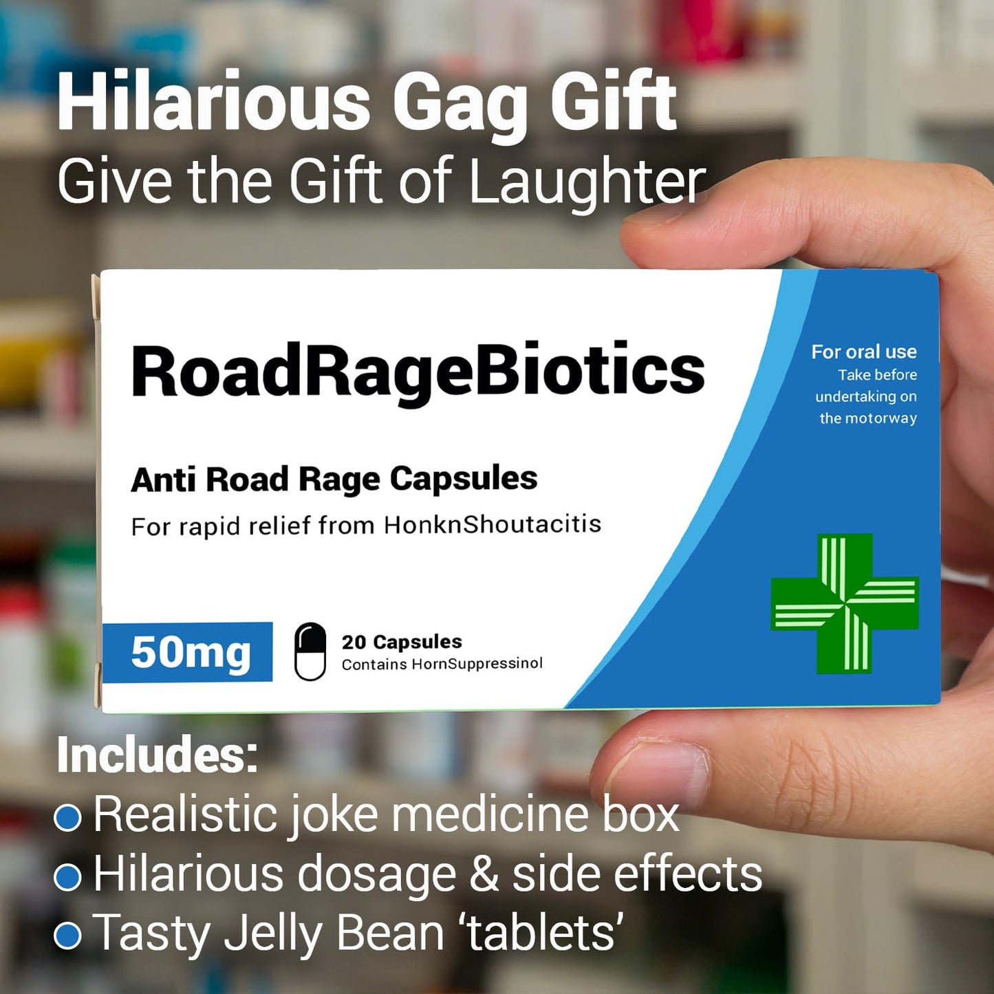 RoadRagebiotics - Funny Gifts for Men & Women, Joke Pill Box, Gifts for Dad & Men