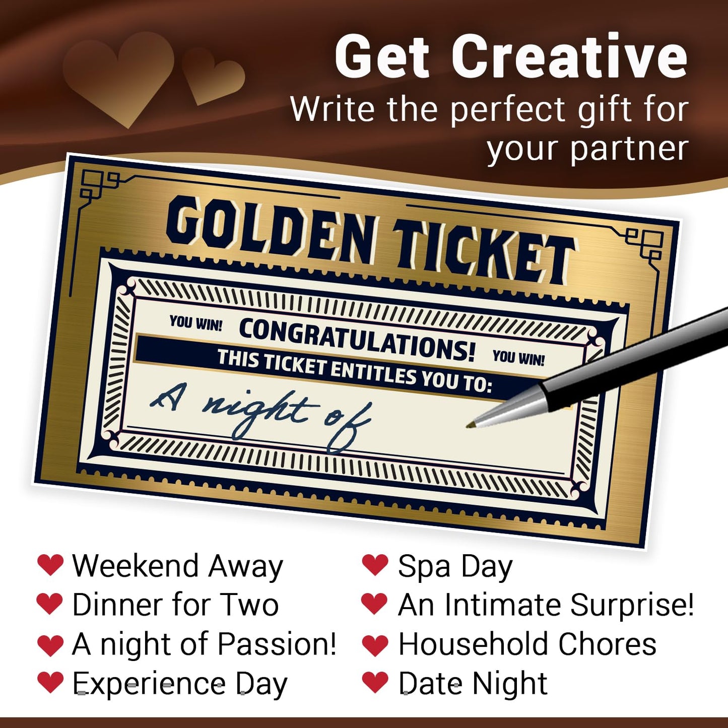 'I Love You' Valentines Chocolate Bar Wrapper & Golden Ticket Gift (Chocolate not included) - Romantic, Anniversary, Valentines Gifts for Him & Her, Chocolate Gifts, Birthday Gifts, Galentine