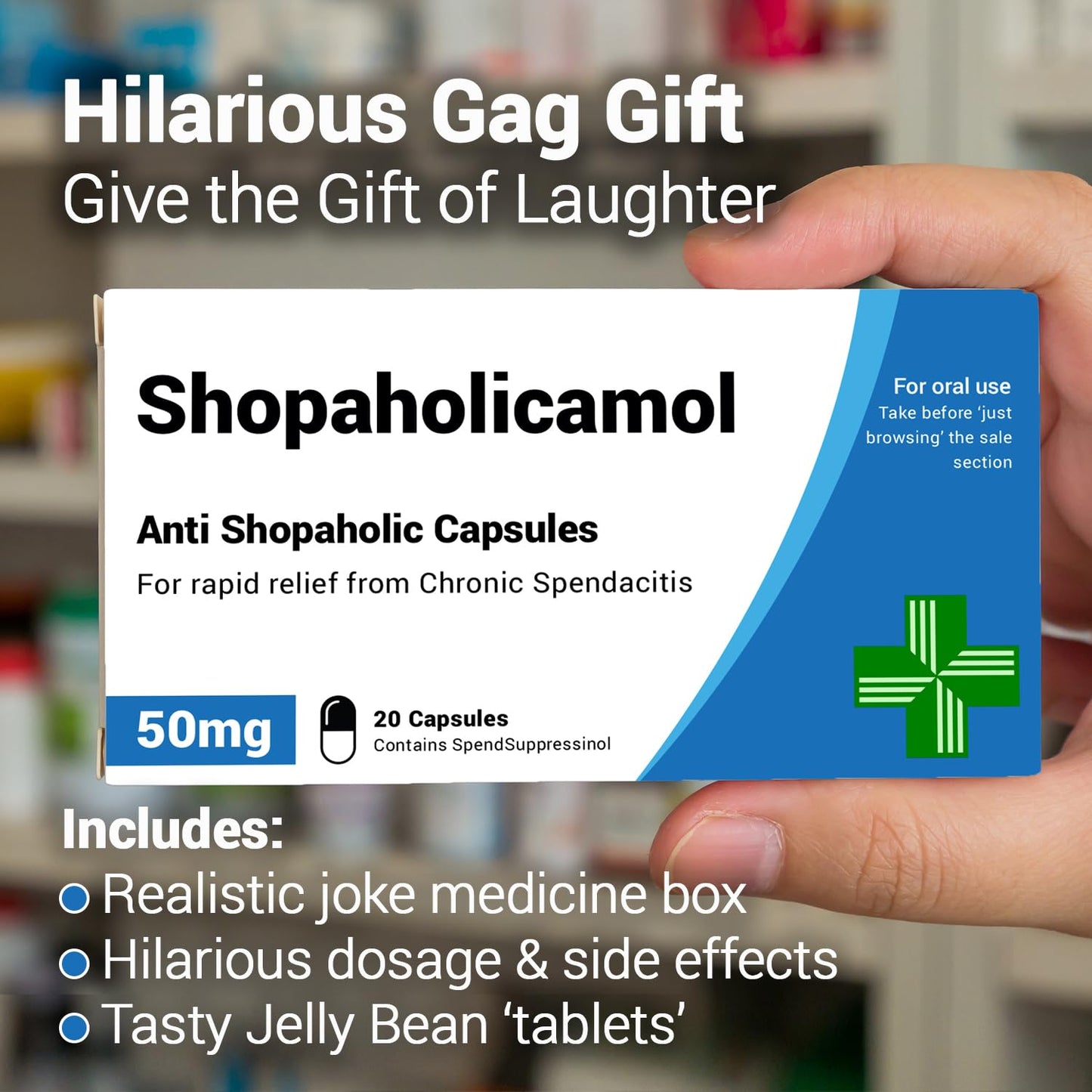 Shopaholicamol - Funny Gifts for Women, Joke Pill Box, Birthday Gifts for Mum, 18th, 21st, 30th, 40th, 50th Birthday Gifts for Women