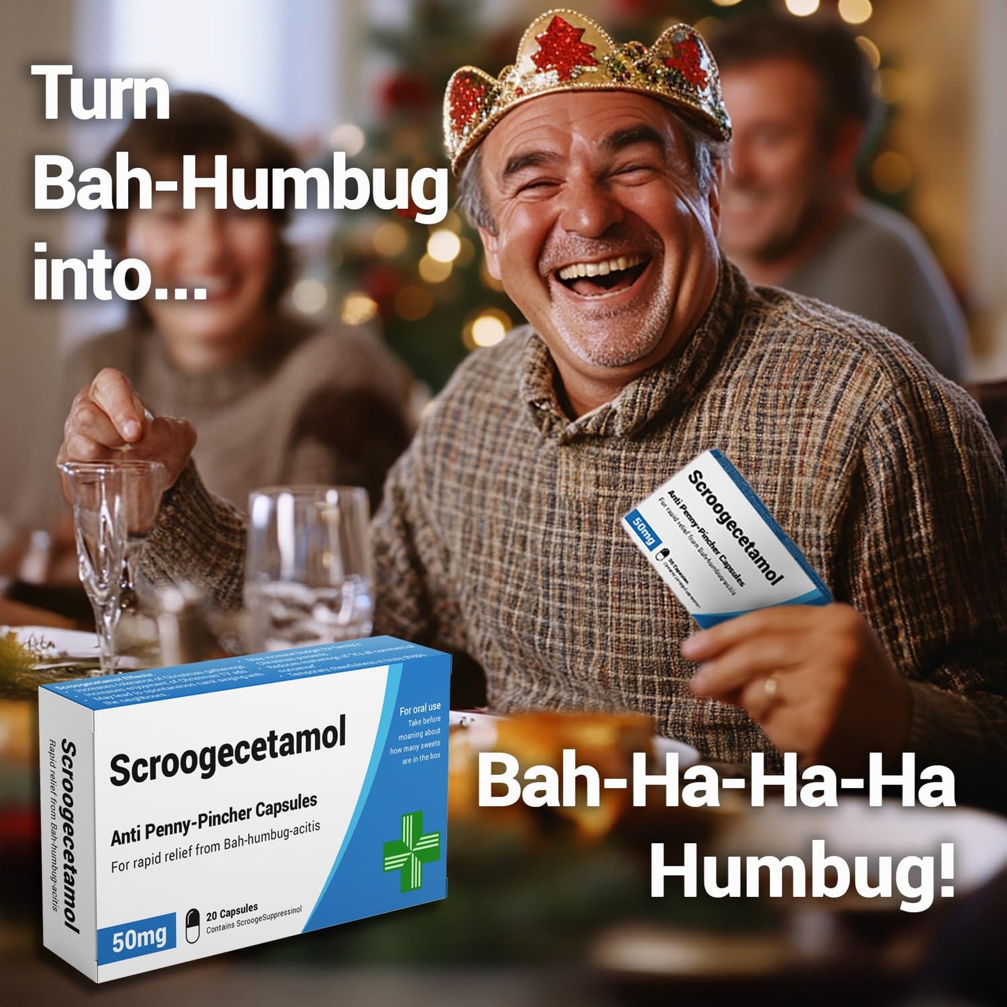 Scroogecetamol - Funny Gifts for Men. Joke Prank Pill Box, Jelly Bean Sweets 50g. Secret Santa Gifts for Men. Gifts for Men, Funny Secret Santa Gifts, Dad Gifts