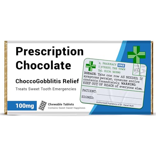 Funny Prescription Chocolate Bar Wrapper x 6 pcs (Chocolates not included) - Get Well Soon Gifts, Stocking Fillers, Funny Gifts for Women, Men, Teachers