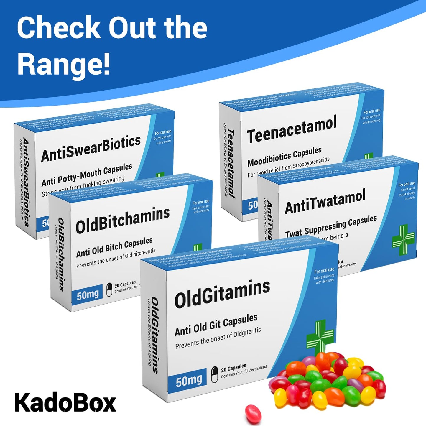 Cuntybiotics - Funny Rude Joke Prank Pill Box - Gag Gift with Jelly Beans Sweets, Secret Santa, Joke Gifts for Men, Christmas xmas Gifts for Men, xmas Gifts for Women, Cuntibiotics, Dad Birthday Gifts