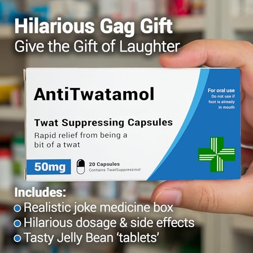 AntiTwatamol - Funny Joke Pills Box - Gag Gift with Jelly Beans Sweets (50g), Birthday Gifts for Men, Secret Santa Gifts, Dad Gift, Under 10 pounds