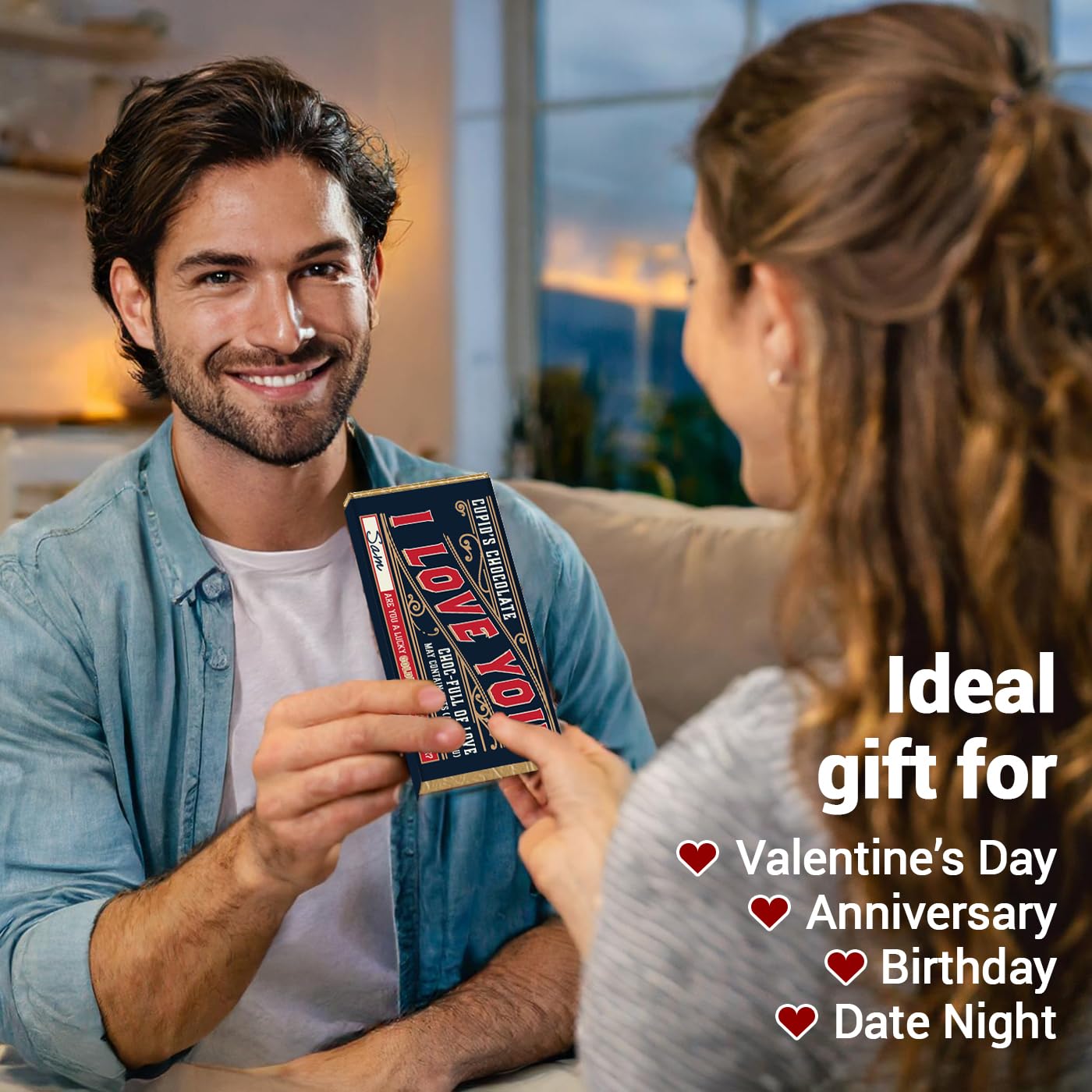 'I Love You' Valentines Chocolate Bar Wrapper & Golden Ticket Gift (Chocolate not included) - Romantic, Anniversary, Valentines Gifts for Him & Her, Chocolate Gifts, Birthday Gifts, Galentine