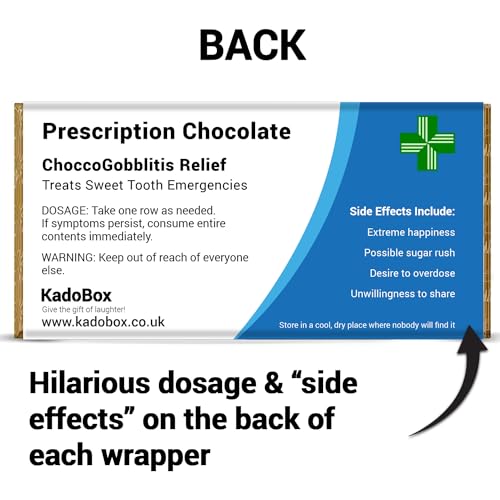 Funny Prescription Chocolate Bar Wrapper x 6 pcs (Chocolates not included) - Get Well Soon Gifts, Stocking Fillers, Funny Gifts for Women, Men, Teachers