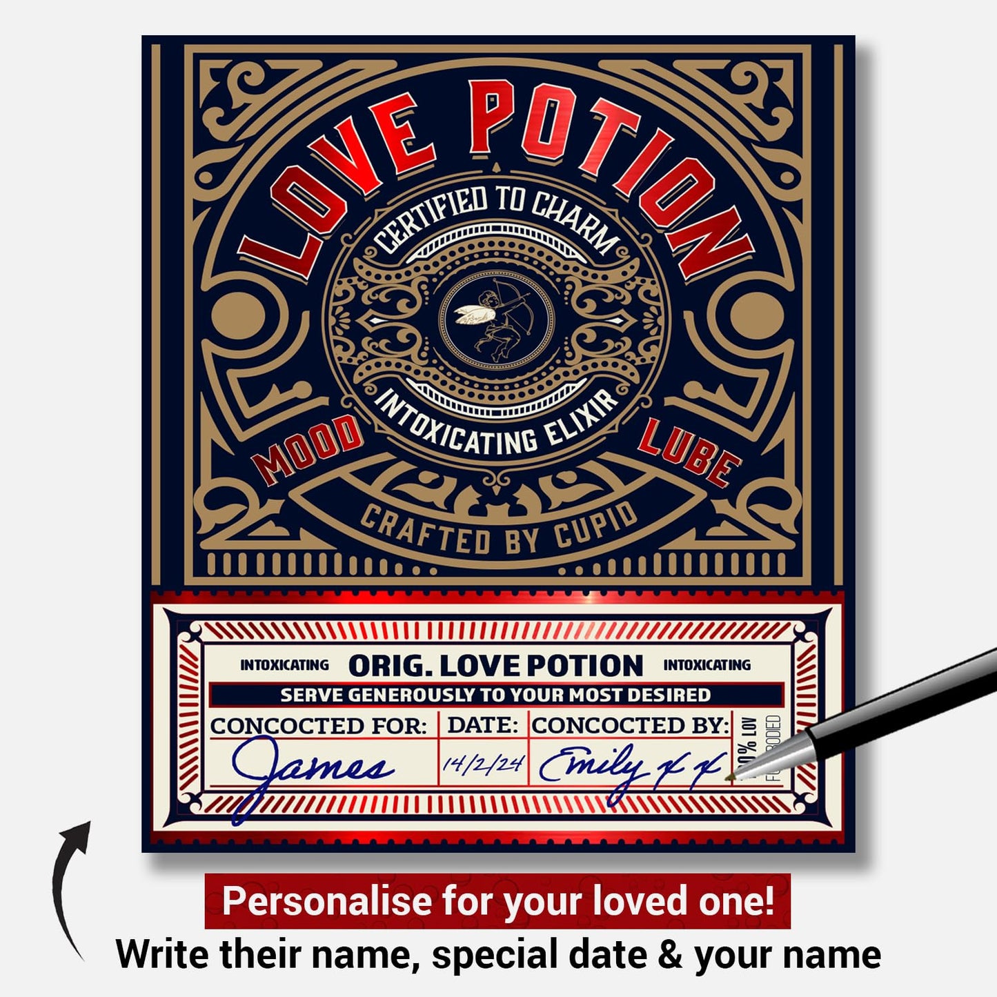 Love Potion Funny Wine Label - Wine Label & Gift Bag. Anniversary, Gifts for Him & Her. Wine Gin Prosecco Gifts for Women. Funny Birthday Gift, Anniversary for Her, Valentines, Personalised Gifts