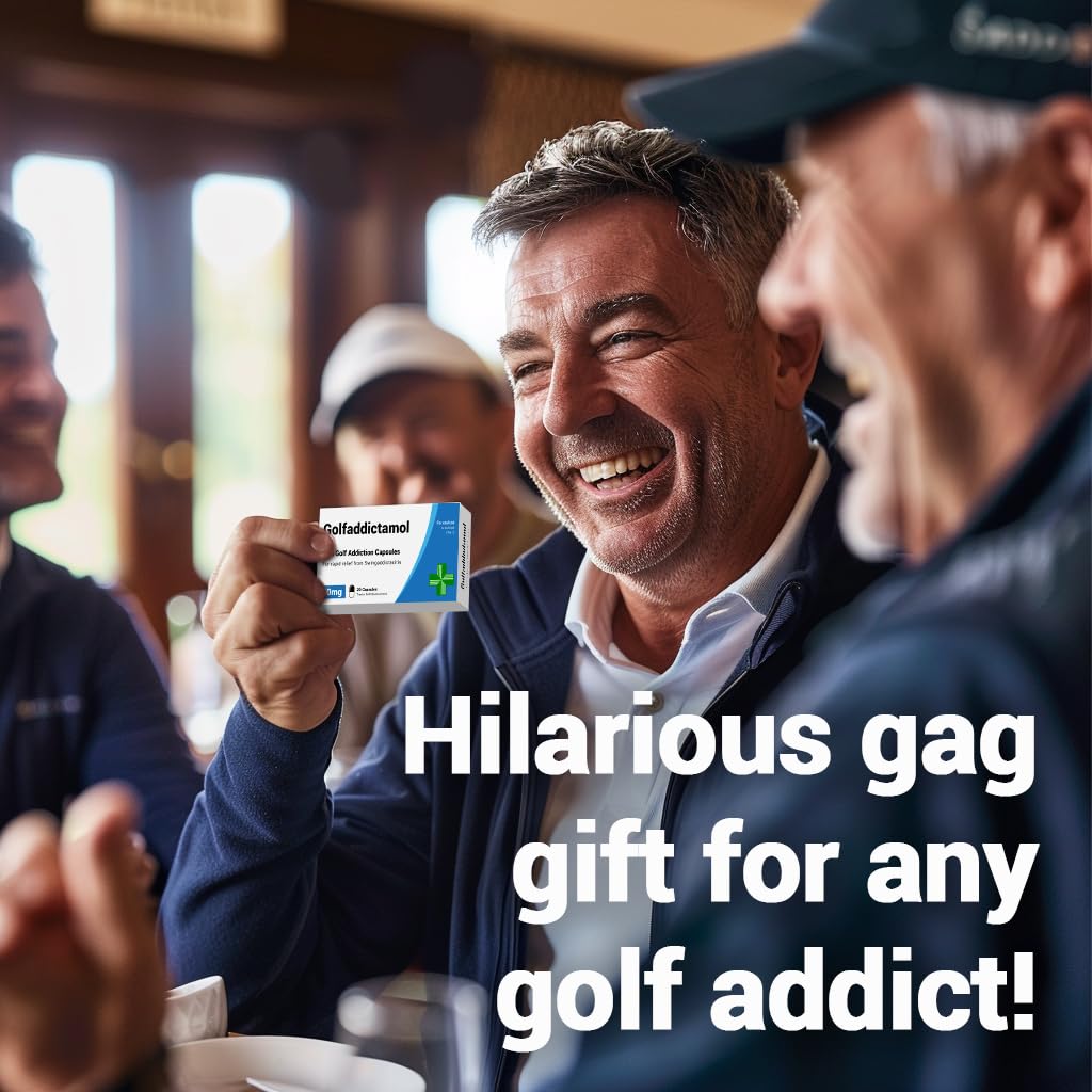 KadoBox - GolfAddictamol - Funny Joke Pill Box with Jelly Bean Sweets - Fathers Gifts from Daughter and Son - Dad Birthday Gifts - Funny Gifts for Men - Gifts for Dad - Golf Gifts for Men