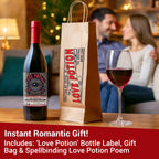 KadoBox - Love Potion Funny Wine Label - Wine Label & Gift Bag. Anniversary for Men & Women. Wine Gifts for Women. Funny Birthday Gift, Anniversary for Her, Valentines