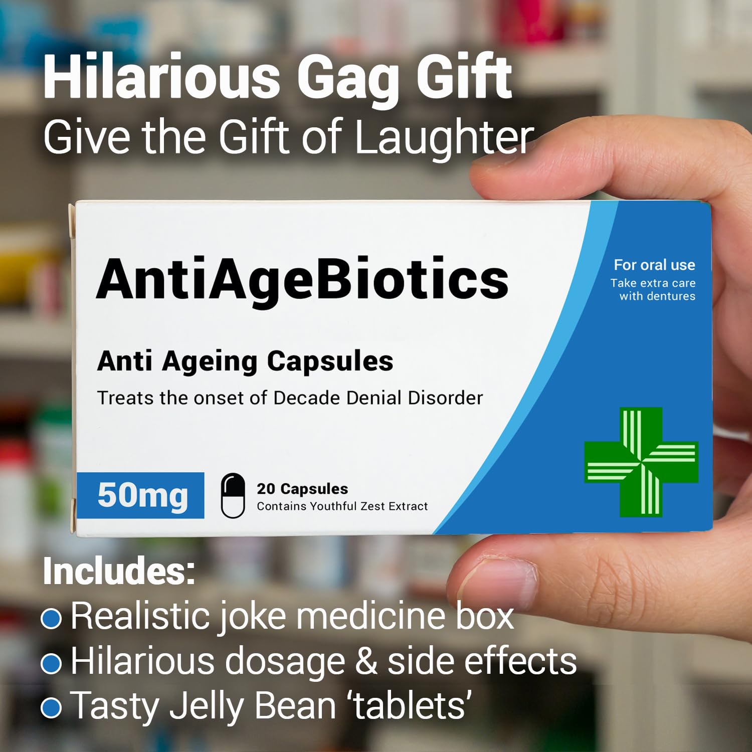 KadoBox - AntiAgeBiotics - Funny Gifts for Women, Joke Pill Box, Birthday Gifts for Mum, 30th, 40th, 50th Birthday Gifts for Women