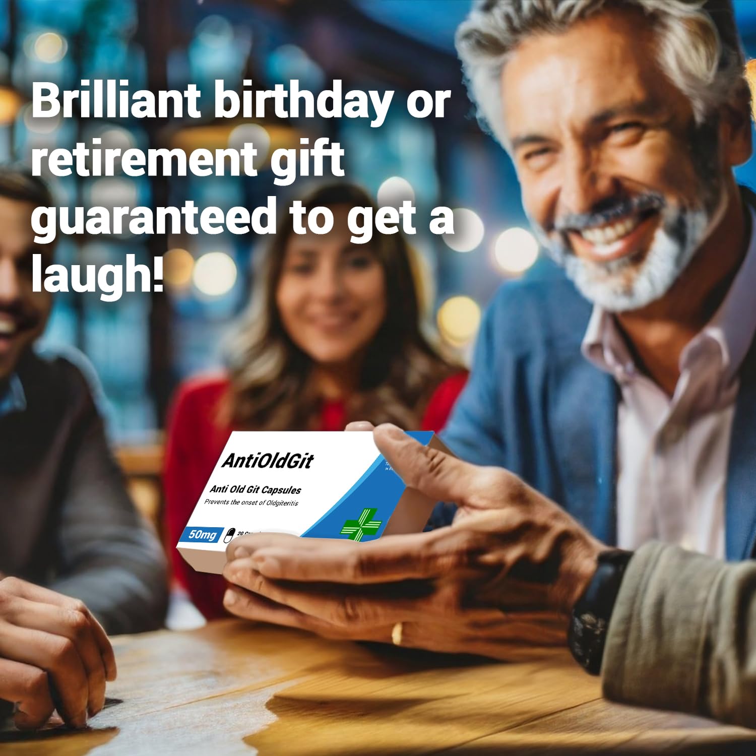 KadoBox - AntiOldGit - Joke Pill Box - Funny Gifts for Men, Gifts for Dad, Birthday and Retirement Gifts for Men, Gifts for Grandad, Dad Birthday Gift