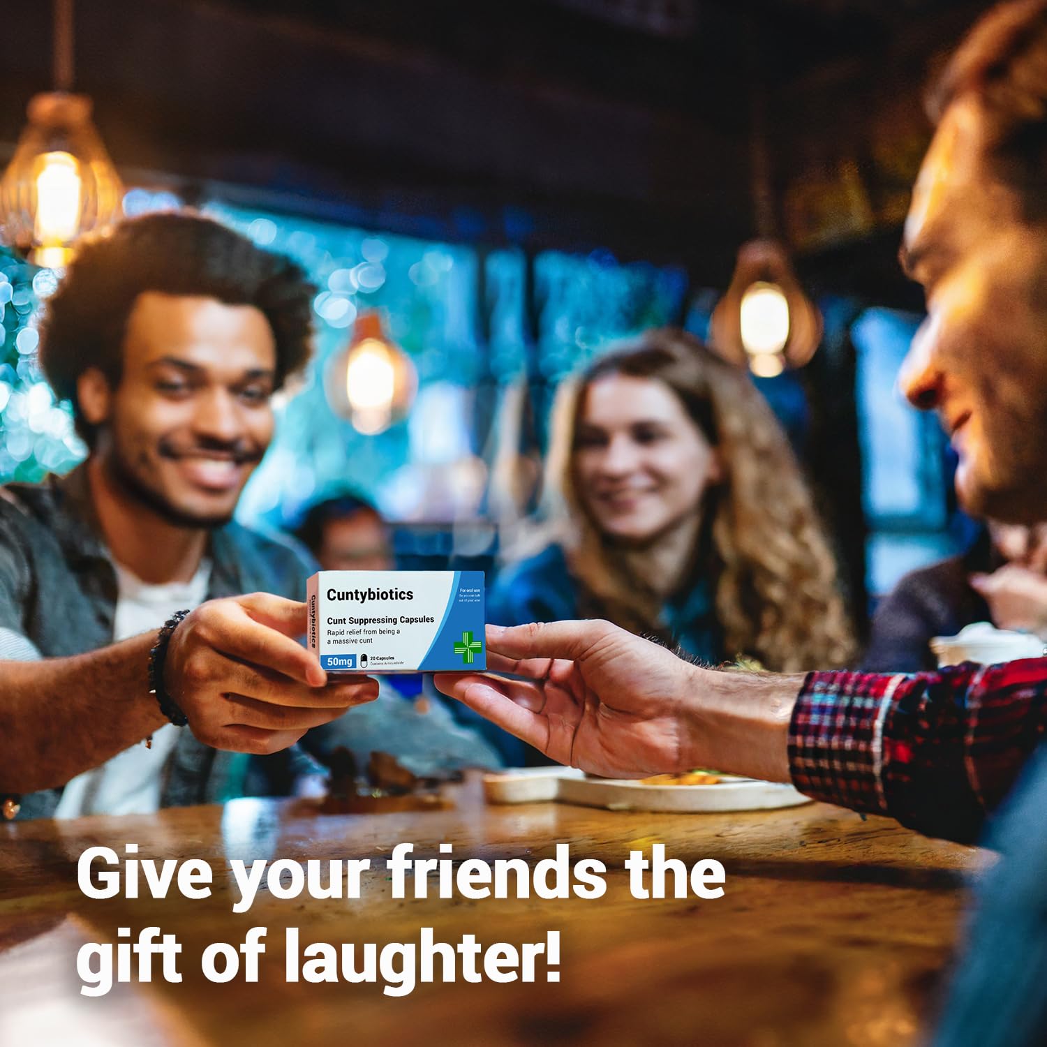 KadoBox - Cuntybiotics - Funny Rude Joke Prank Pill Box - Gag Gift with Jelly Beans Sweets, Secret Santa, Joke Gifts for Men, Christmas xmas Gifts for Men, xmas Gifts for Women, Cuntibiotics, Dad Birthday Gifts