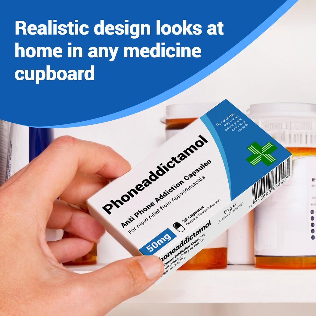 KadoBox - Phoneaddictamol - Funny Gifts for Teens, Men & Women. Joke Prank Pill Box, Jelly Bean Sweets 50g. Gifts for Boys, Gifts for Girls, Birthday Gifts for Women, Dad Birthday Gifts