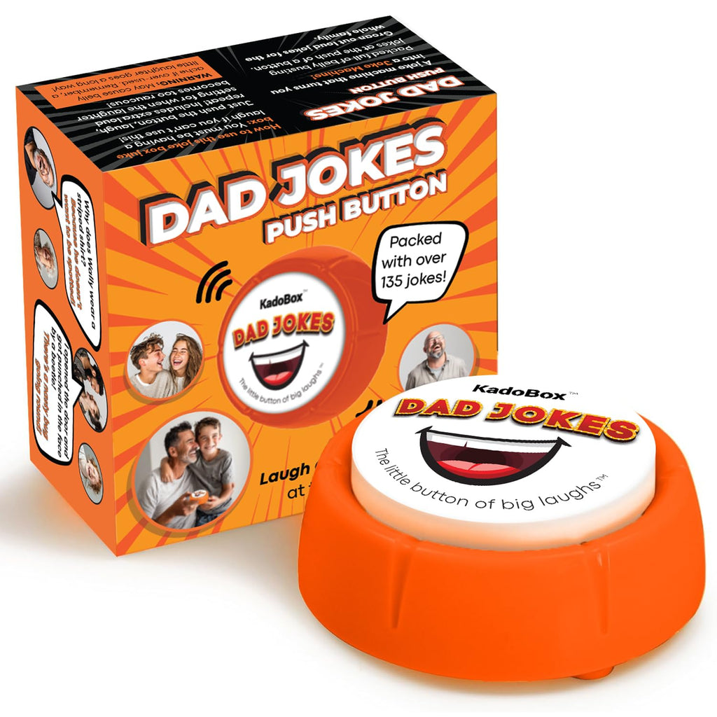 KadoBox - Funny Dad Jokes Electronic Sound Button - 135+ British One Liner Audio Dad Jokes from Daughter and Son - Funny Gifts for Men - Gifts for Dad