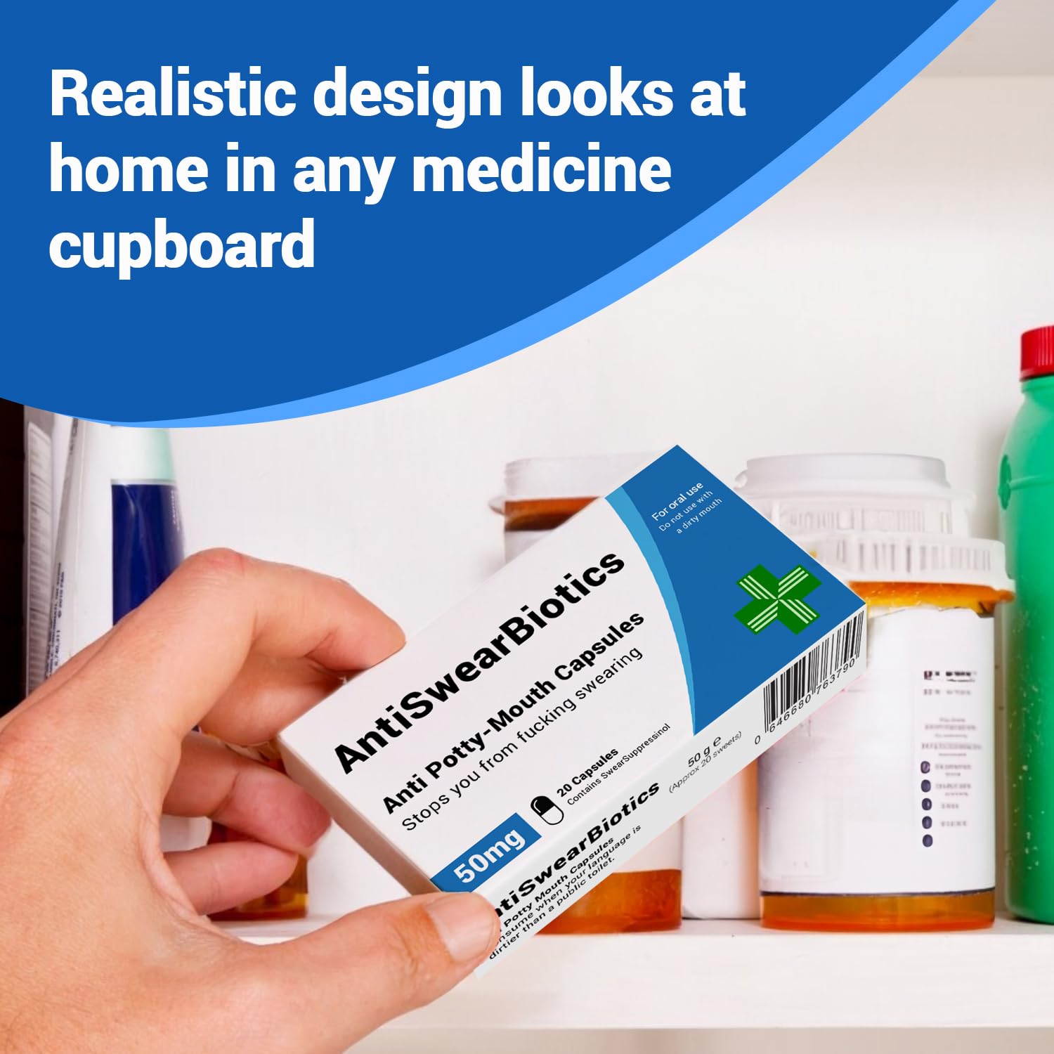 KadoBox - AntiSwearBiotics - Funny Joke Pill Box, Swear Jar, Secret Santa Gifts Men, Funny Gifts for Men, Funny Gifts for Women, Stocking Fillers Women, Secret Santa Gifts Under 10 pounds