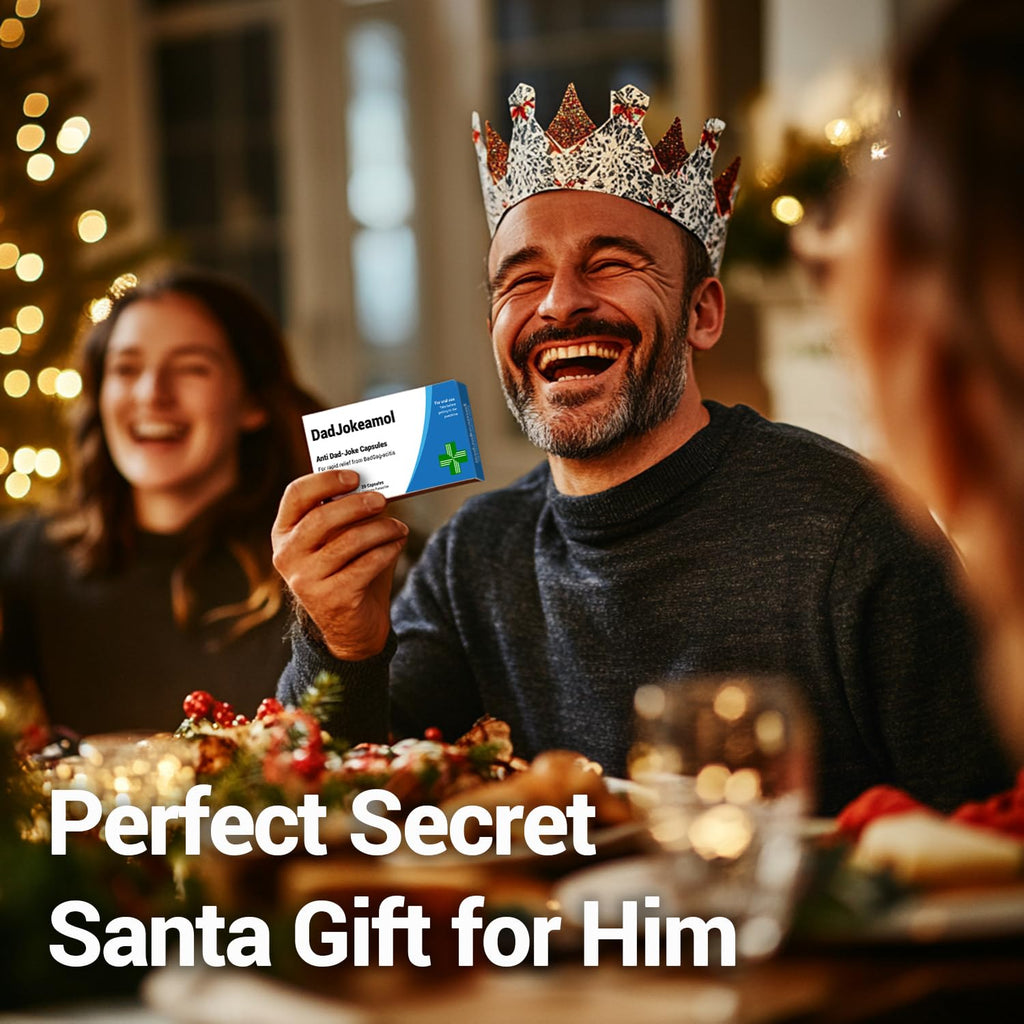 KadoBox - DadJokeamol - Funny Joke Pill Box with Jelly Bean Sweets - Dad Jokes Gift - Funny Gifts for Men. Gifts for Fathers - Gifts from Daughter and Son - Gifts for Dad - Dad Birthday Gifts