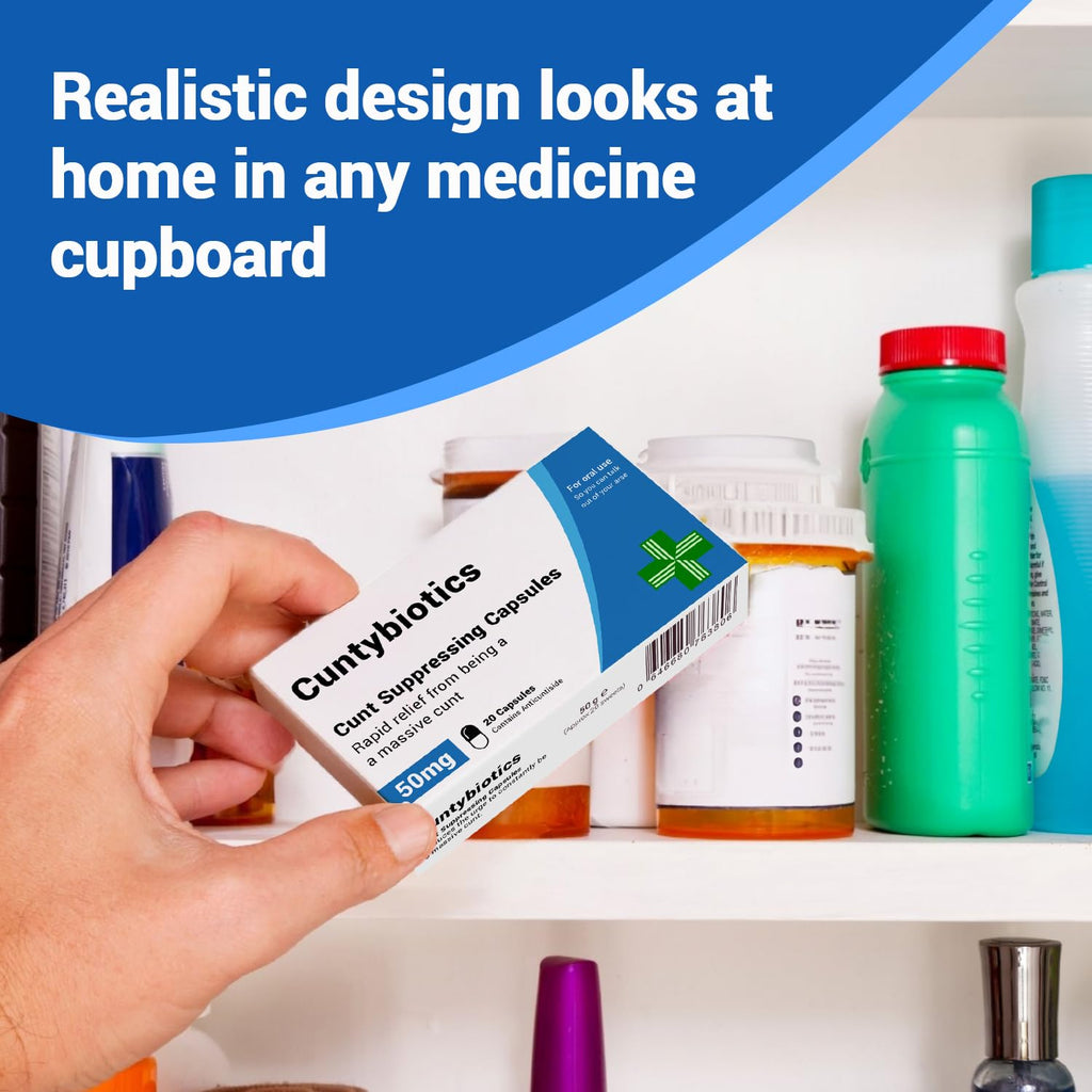 KadoBox - Cuntybiotics - Funny Rude Joke Prank Pill Box - Gag Gift with Jelly Beans Sweets, Secret Santa, Joke Gifts for Men, Christmas xmas Gifts for Men, xmas Gifts for Women, Cuntibiotics, Dad Birthday Gifts