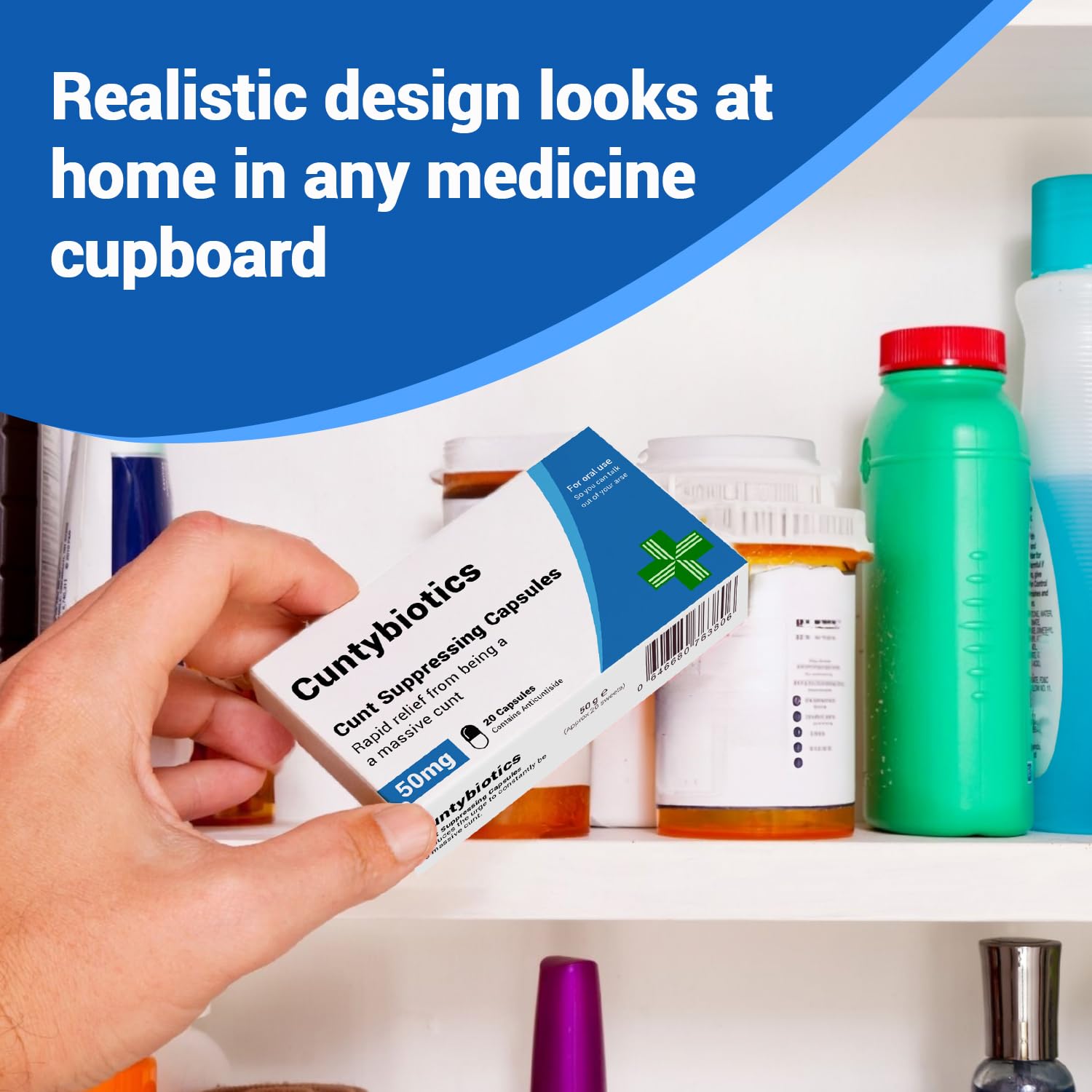 KadoBox - Cuntybiotics - Funny Rude Joke Prank Pill Box - Gag Gift with Jelly Beans Sweets, Secret Santa, Joke Gifts for Men, Christmas xmas Gifts for Men, xmas Gifts for Women, Cuntibiotics, Dad Birthday Gifts