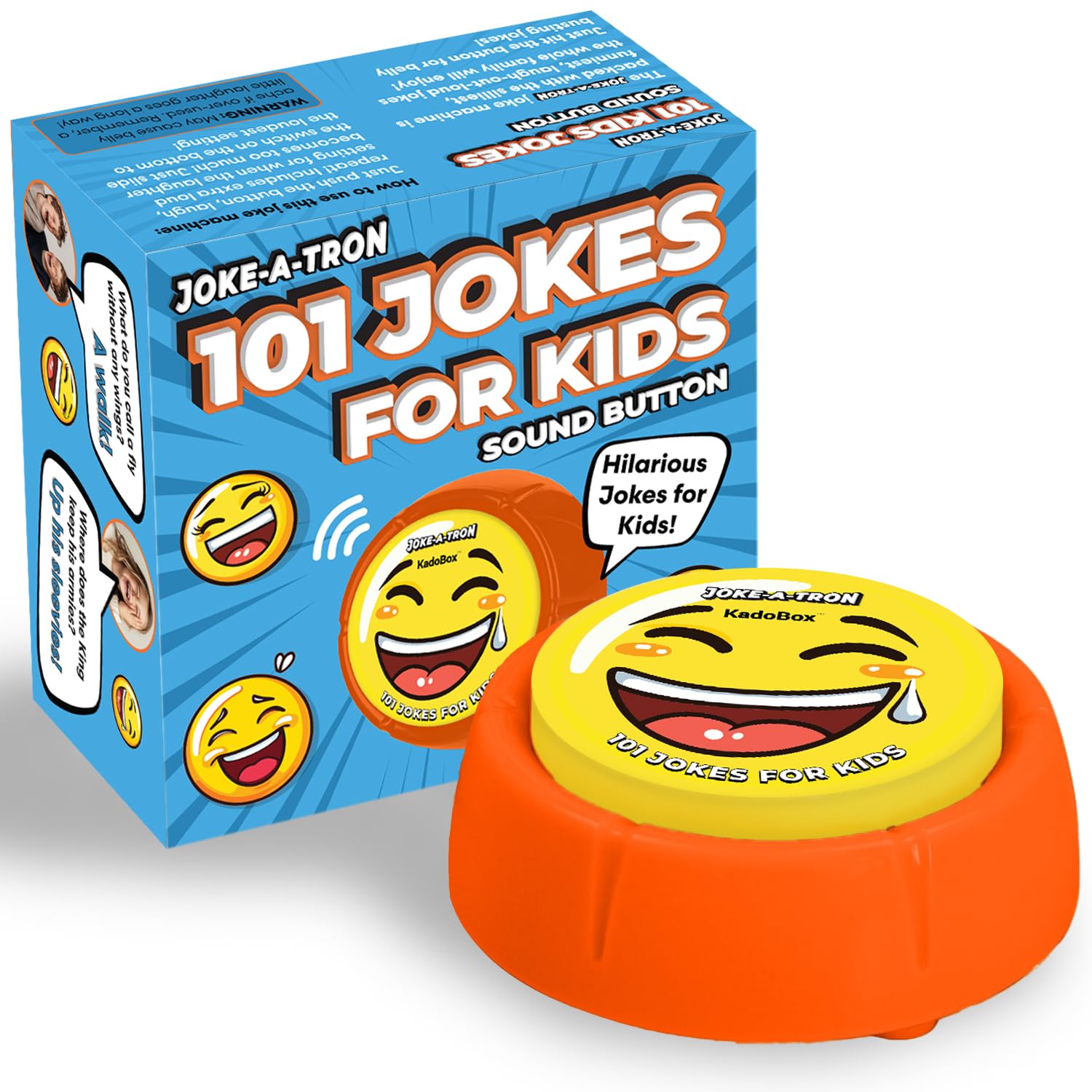 KadoBox - Funny 101 Jokes for Kids Electronic Sound Button - 101 One Liner Audio Kids Jokes - Gifts for Kids - Stocking Fillers for Boys and Birthday Gifts for Girls