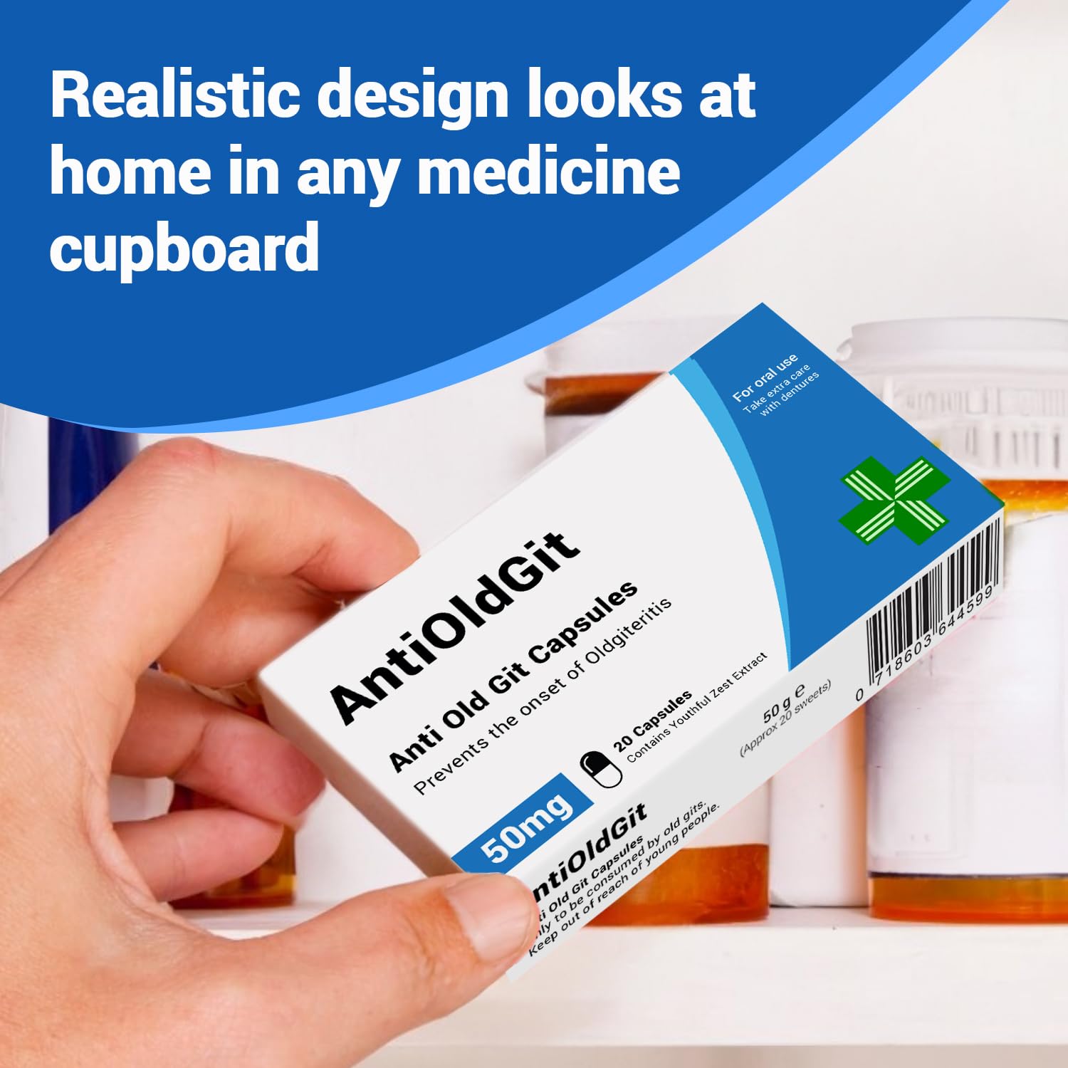 KadoBox - AntiOldGit - Joke Pill Box - Funny Gifts for Men, Gifts for Dad, Birthday and Retirement Gifts for Men, Gifts for Grandad, Dad Birthday Gift