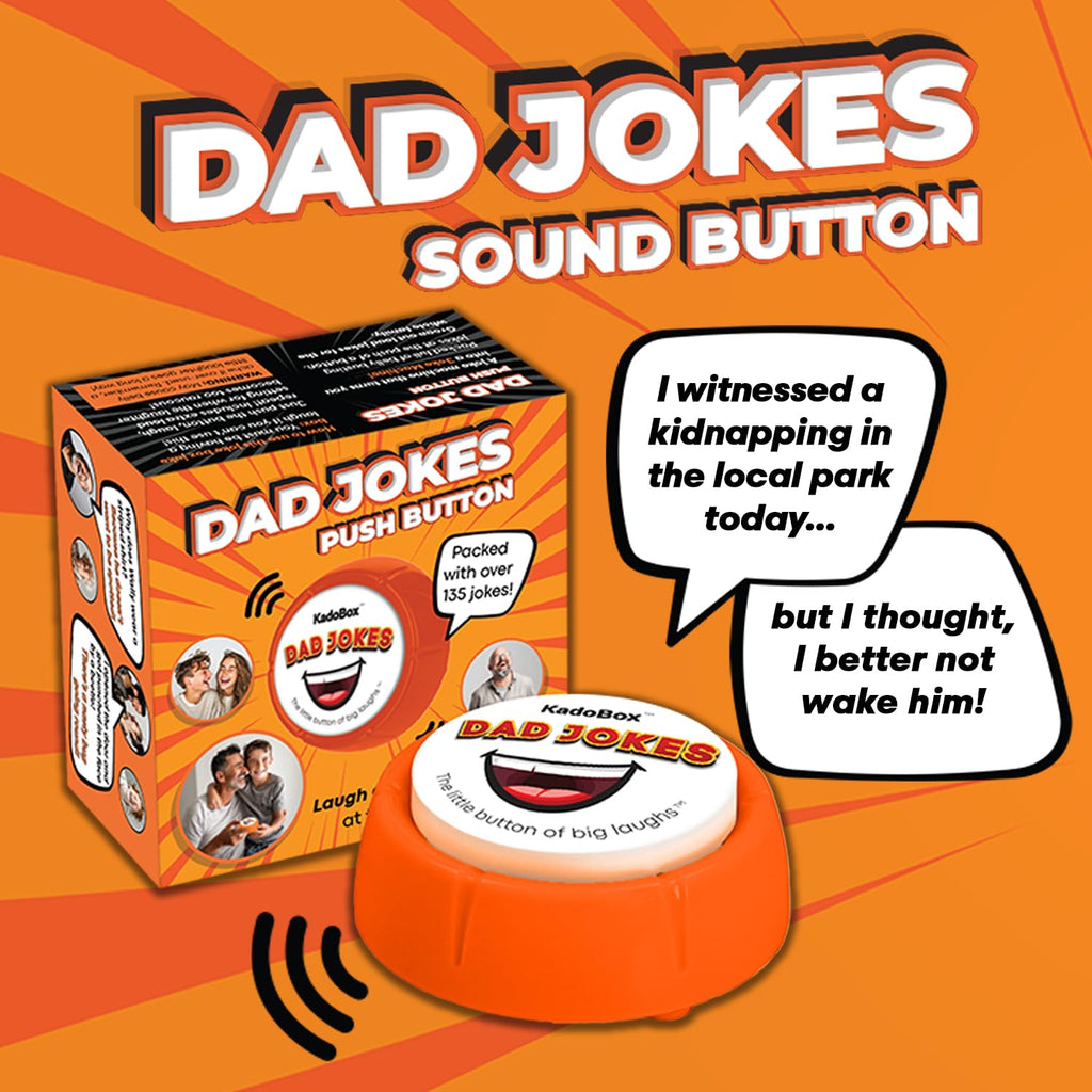 KadoBox - Funny Dad Jokes Electronic Sound Button - 135+ British One Liner Audio Dad Jokes from Daughter and Son - Funny Gifts for Men - Gifts for Dad