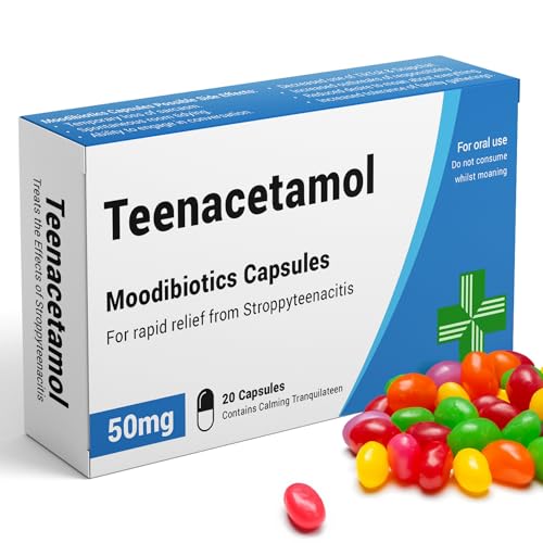 KadoBox - Teenacetamol - Funny Gifts for Teens. Joke Pill Box, Jelly Bean Sweets 50g. Gifts for Boys, Teenage Gifts for Girls, 13th Birthday Gifts, 17th Birthday, 18th Birthday Gifts for Boys & Girls
