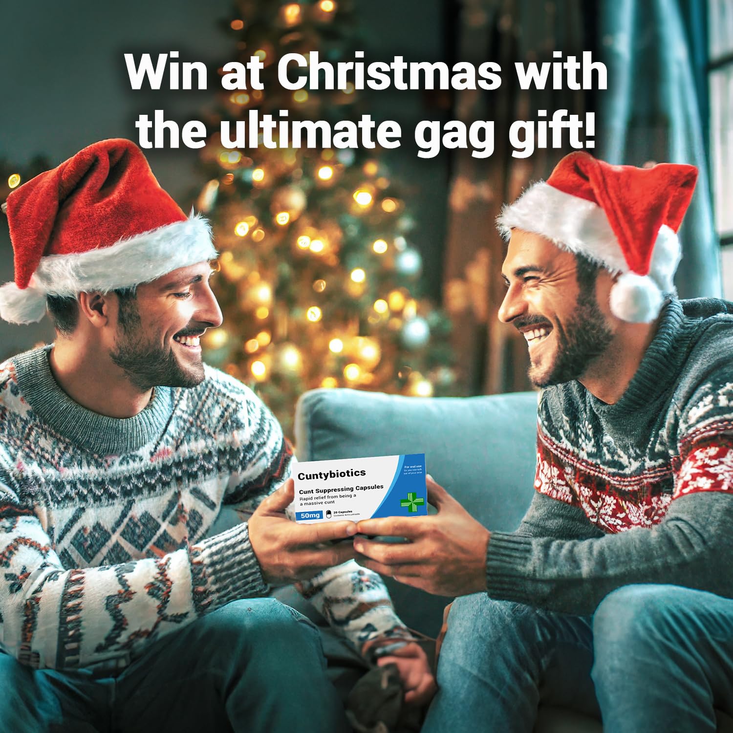 KadoBox - Cuntybiotics - Funny Rude Joke Prank Pill Box - Gag Gift with Jelly Beans Sweets, Secret Santa, Joke Gifts for Men, Christmas xmas Gifts for Men, xmas Gifts for Women, Cuntibiotics, Dad Birthday Gifts