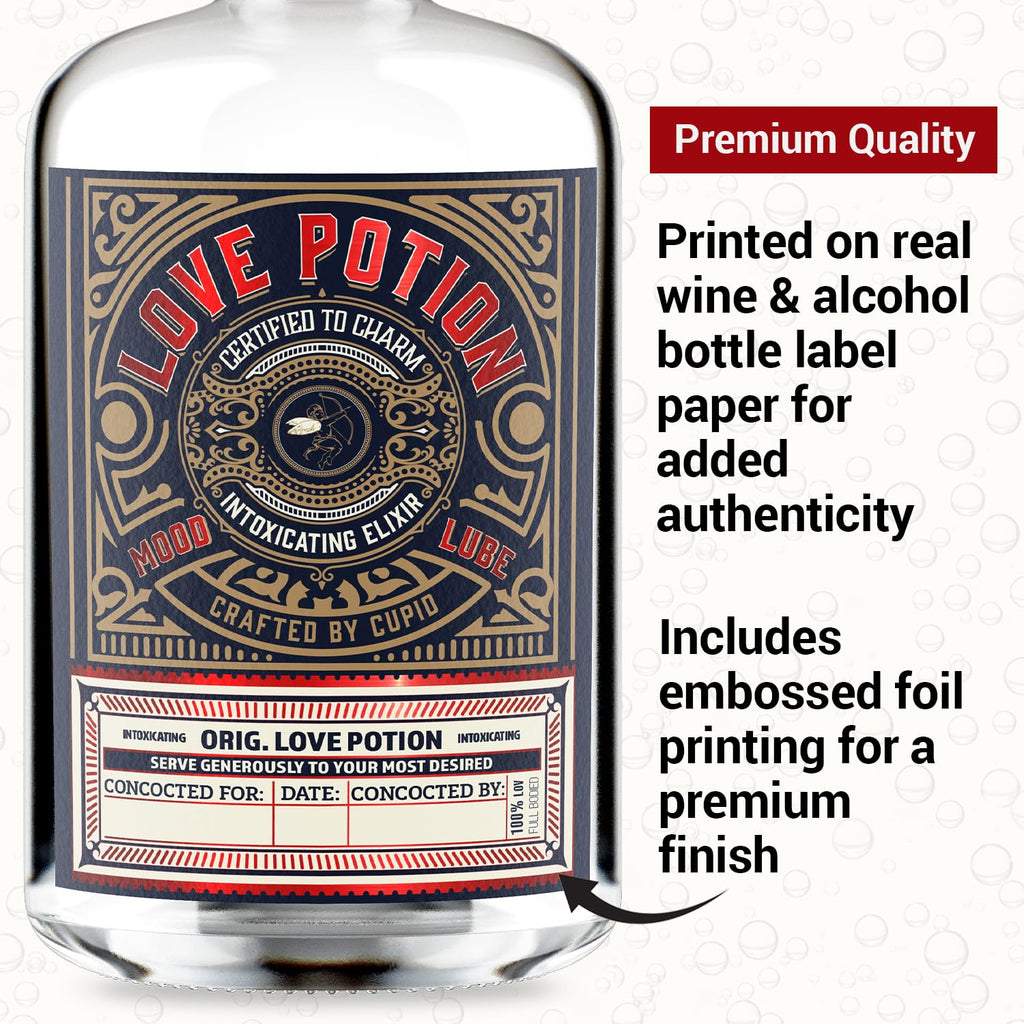 KadoBox - Love Potion Funny Wine Label - Wine Label & Gift Bag. Anniversary for Men & Women. Wine Gifts for Women. Funny Birthday Gift, Anniversary for Her, Valentines