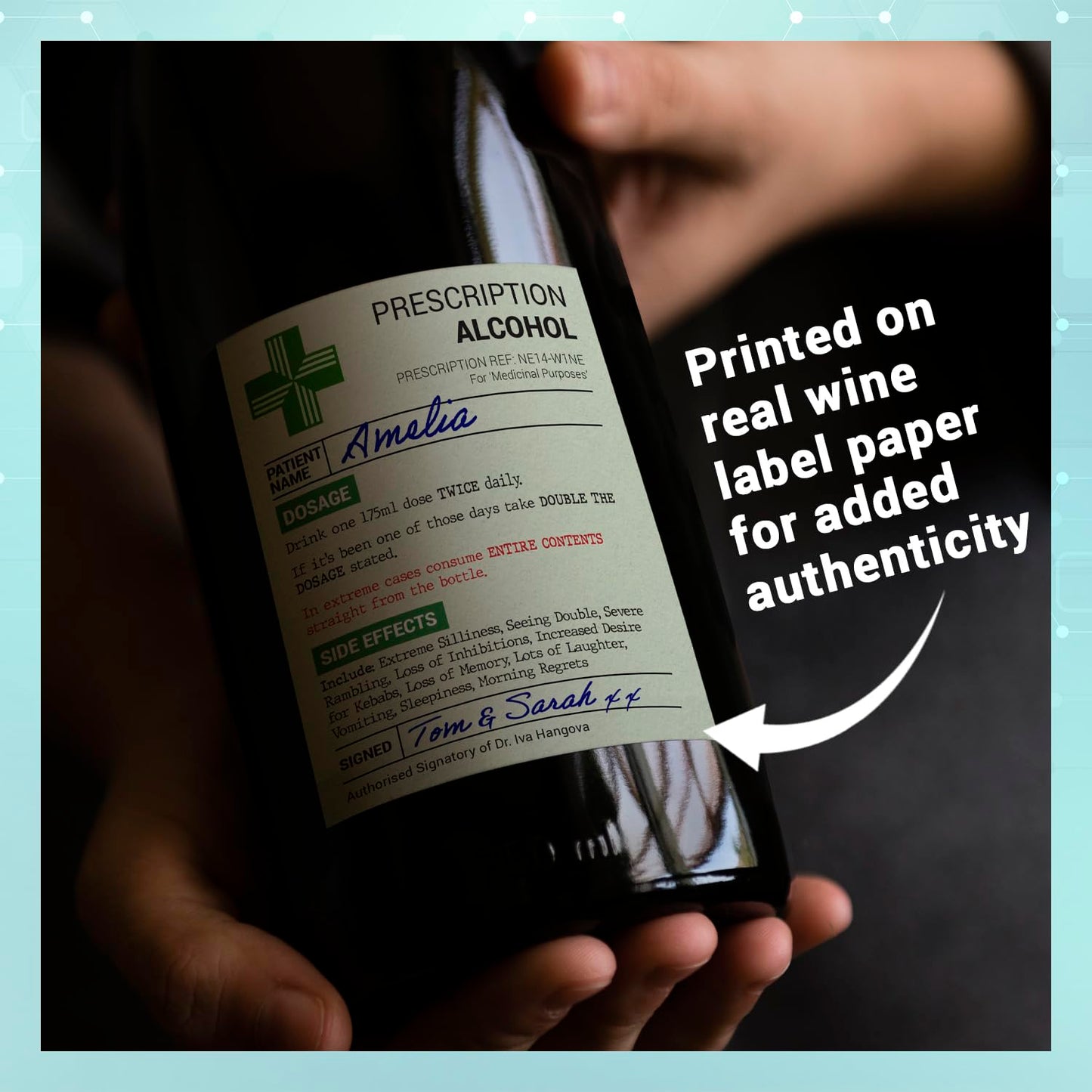 Funny Prescription Wine Label & Gift Bag Premium Quality - Fathers Day Gifts - Funny Gifts for Men and Women - Birthday Gifts, Dad Gifts, Unusual Gifts