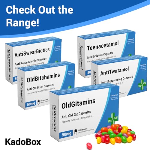 KadoBox - Teenacetamol - Funny Gifts for Teens. Joke Pill Box, Jelly Bean Sweets 50g. Gifts for Boys, Teenage Gifts for Girls, 13th Birthday Gifts, 17th Birthday, 18th Birthday Gifts for Boys & Girls