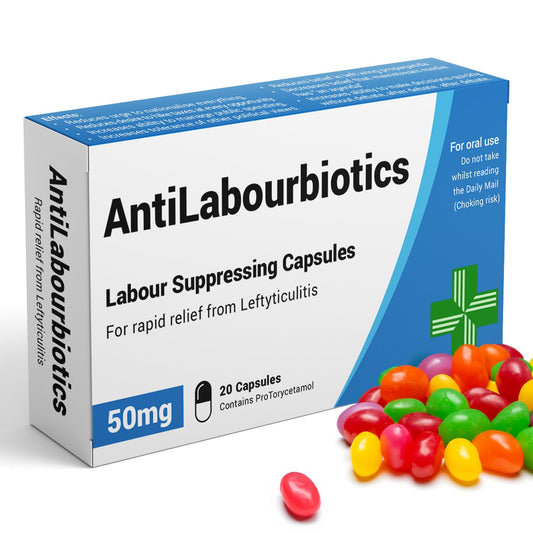 AntiLabourbiotics - Funny Gifts for Men & Women. Joke Prank Pill Box, Jelly Bean Sweets 50g. Gifts for Men, Dad Birthday Gifts. Politics Gag. Keir Starmer, Rishi Sunak, Genreral Election