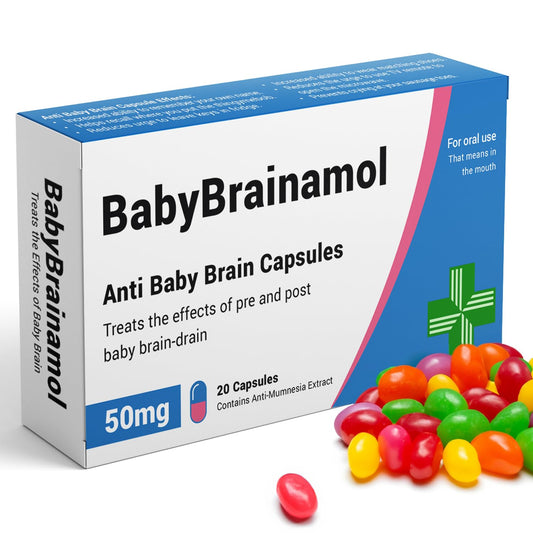 BabyBrainamol - Funny Joke Pills, Baby Shower, Baby Shower Gifts, Baby Shower Games, Pregnancy Gifts, Baby Essentials for Newborn, Baby Shower Decorations, Pregnancy Brain, Jelly Bean Sweets (50g)