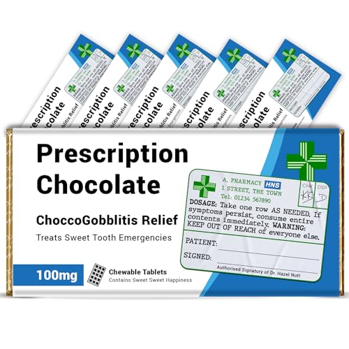Funny Prescription Chocolate Bar Wrapper x 6 pcs (Chocolates not included) - Get Well Soon Gifts, Stocking Fillers, Funny Gifts for Women, Men, Teachers